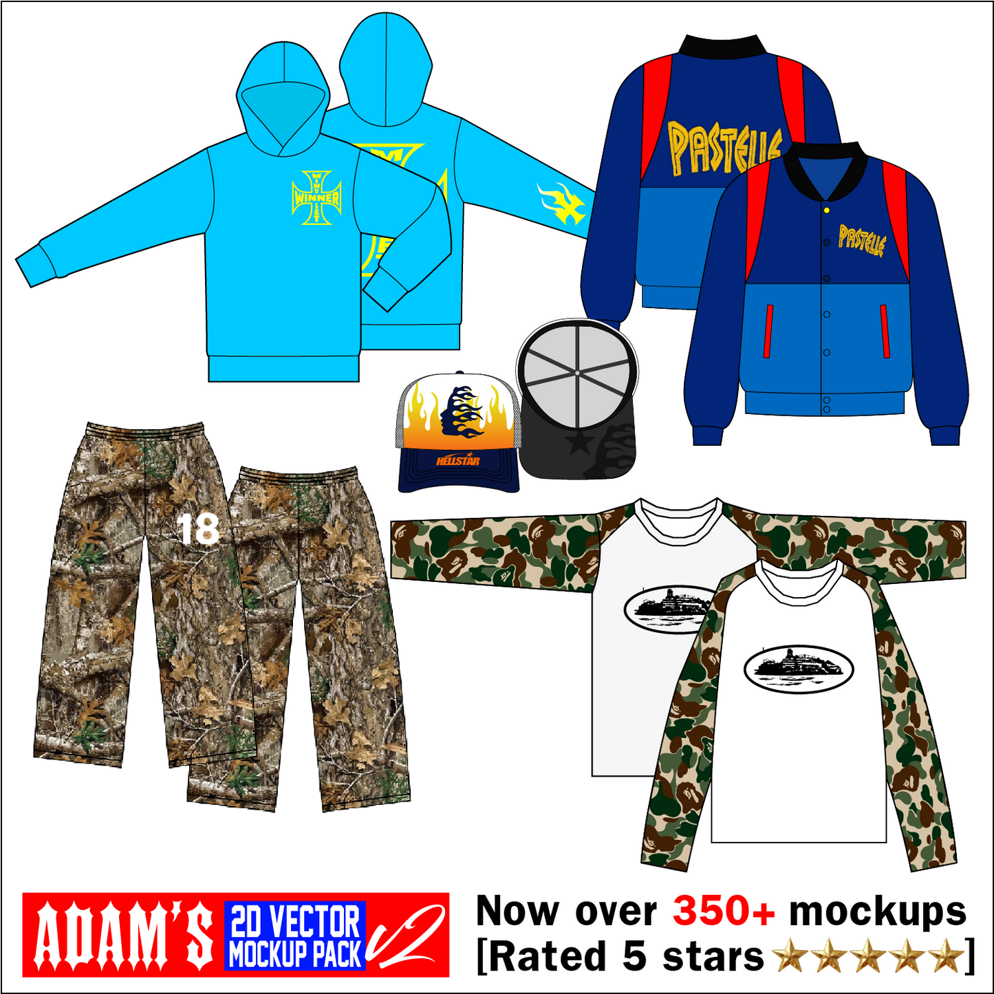 ADAM'S 350+ ITEM CUSTOMISABLE CLOTHING MOCKUP PACK V2