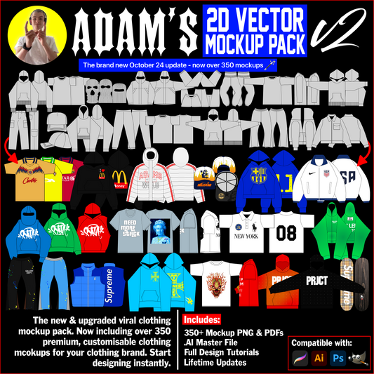 ADAM'S 350+ ITEM CUSTOMISABLE CLOTHING MOCKUP PACK V2